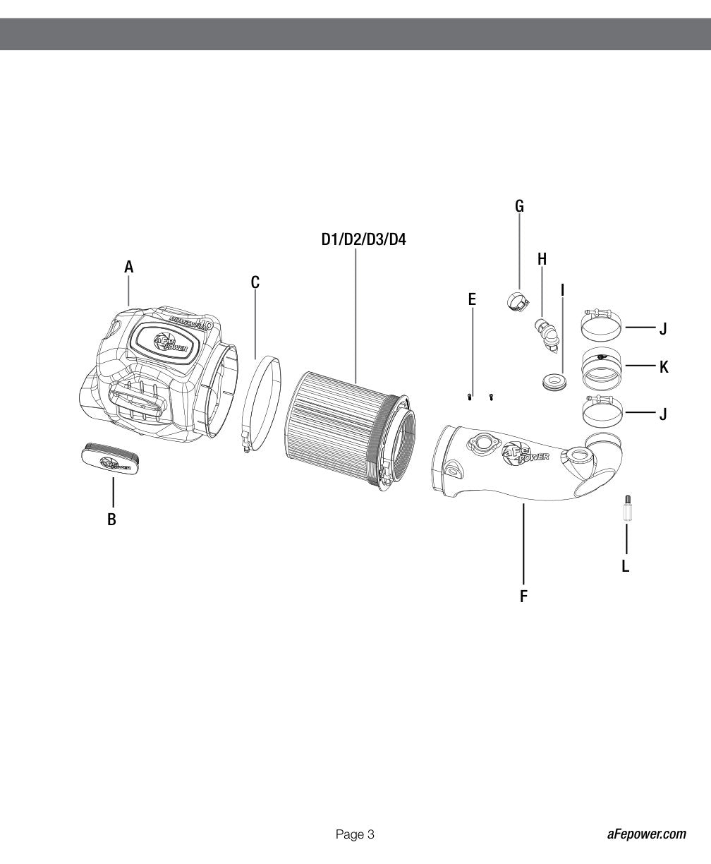 aFe Momentum HD Pro DRY S Stage-2 Si Intake 08-10 Ford Diesel Trucks V8-6.4L (See afe51-73004-E)