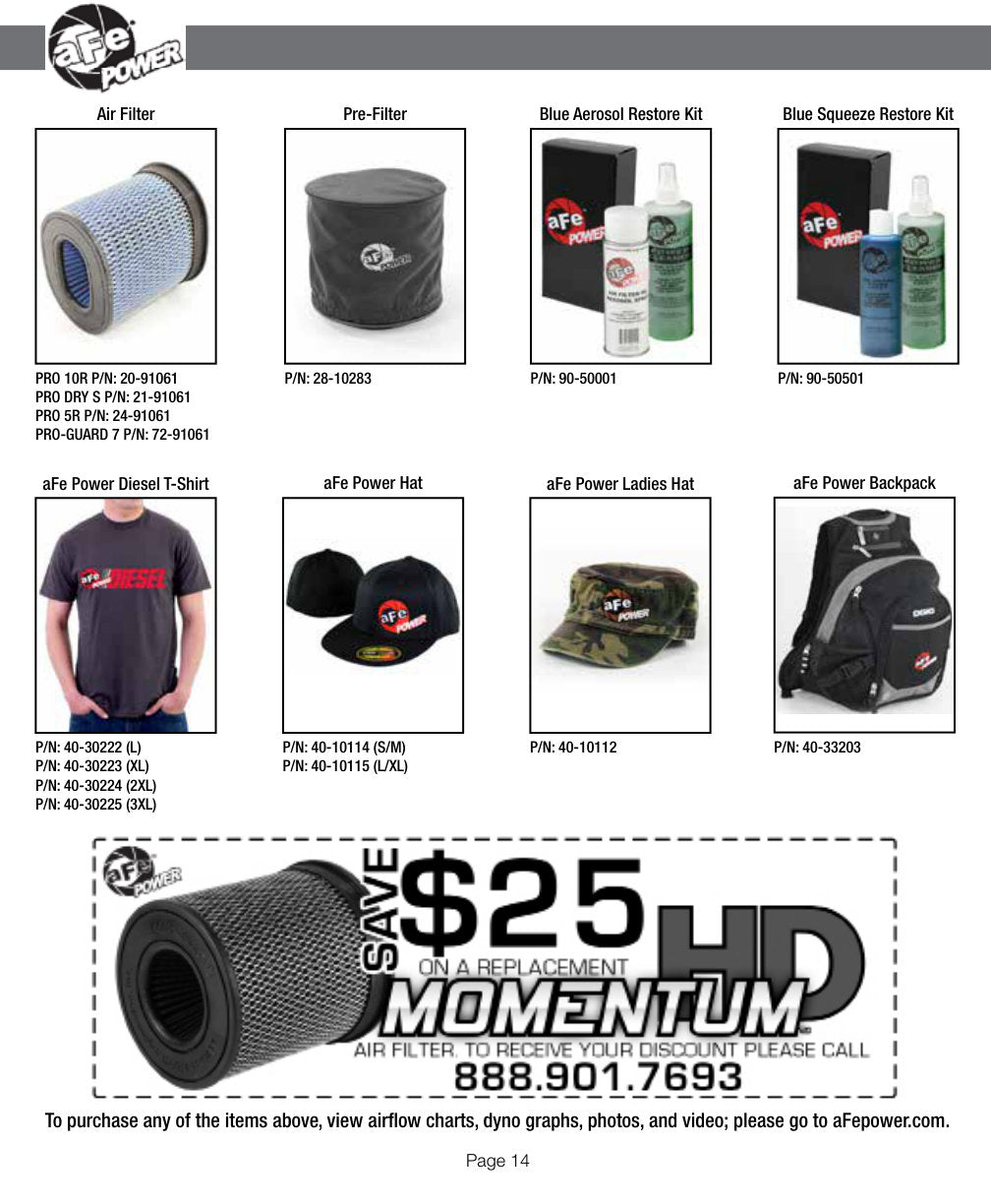 aFe Momentum HD Pro DRY S Stage-2 Si Intake 08-10 Ford Diesel Trucks V8-6.4L (See afe51-73004-E)