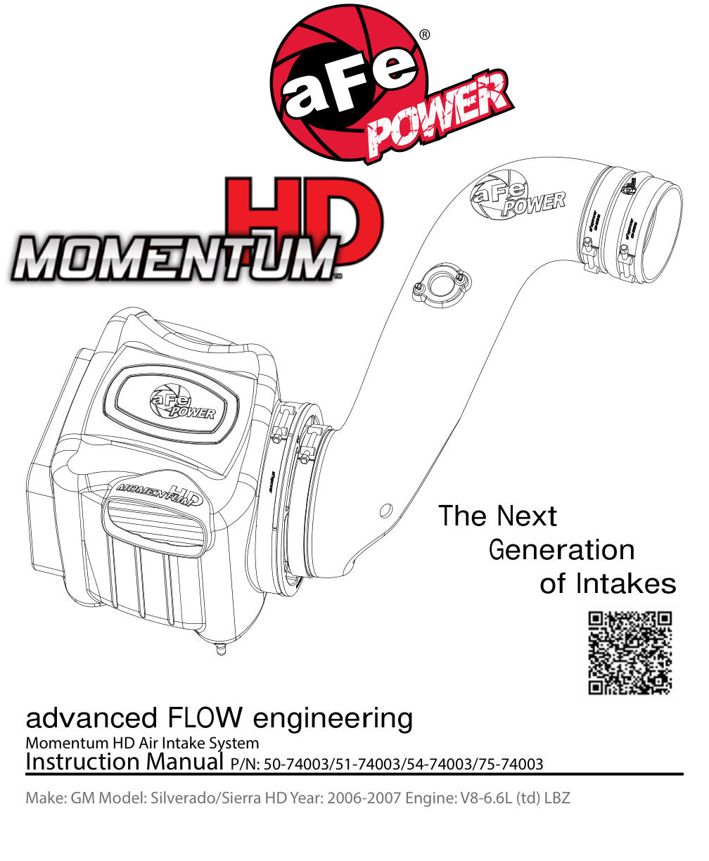 aFe Momentum HD PRO DRY S Stage-2 SI Intake System GM Diesel Trucks 06-07 V8-6.6L (See 51-74003-E)