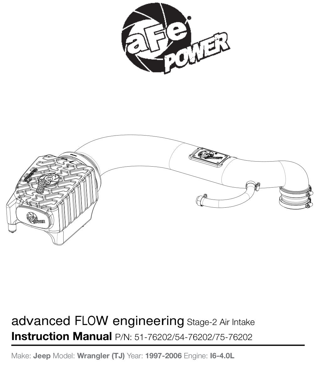 aFe Momentum GT Pro DRY S Stage-2 Intake System 97-06 Jeep Wrangler (TJ) L6 4.0L
