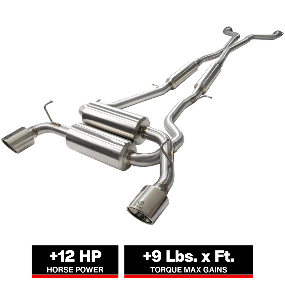 aFe Takeda 2-1/2 in 304 SS Cat-Back Exhaust System Infiniti G37 08-13/Q60 14-15 V6-3.7 w/ Black Tips
