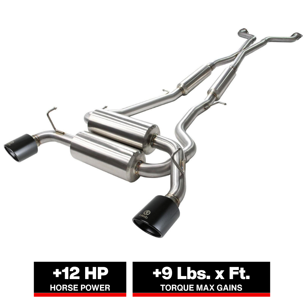 aFe Takeda 2-1/2 in 304 SS Cat-Back Exhaust System Infiniti G37 08-13/Q60 14-15 V6-3.7 w/ Black Tips