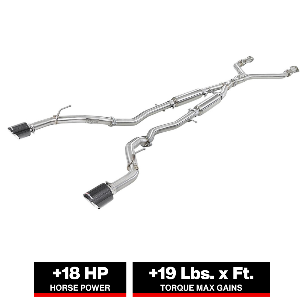 aFe Takeda 2.5in 304 SS Cat-Back Exhaust System w/ Carbon Fiber Tips 16-18 Infiniti Q50 V6-3.0L (tt)