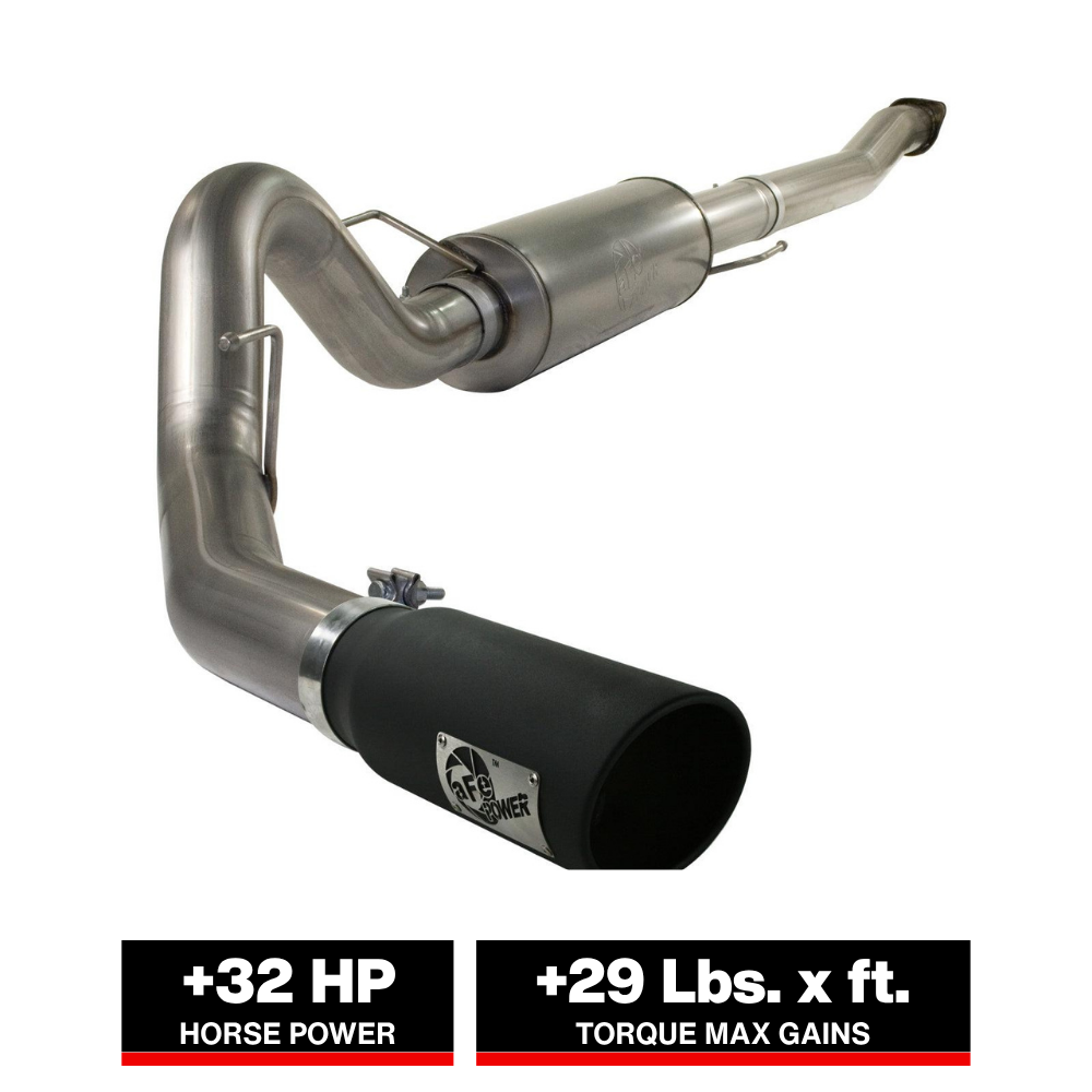 aFe MACH Force XP Exhaust Cat-Back SS-409 4in Black Tip 11-12 Ford F-150 EcoBoost V6-3.5L (tt)
