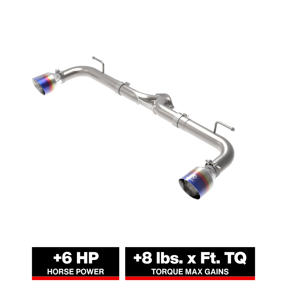 aFe Takeda 2-1/2in 304 SS Axle-Back Exhaust w/ Blue Flame Tips 14-18 Mazda 3 L4 2.0L/2.5L