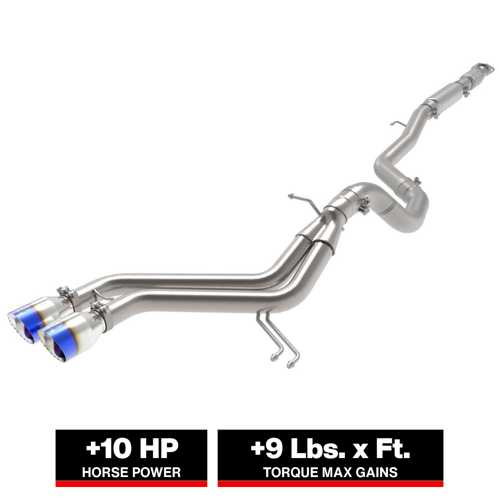 aFe Takeda 2-1/2in to 3in SS-304 Cat-Back Exhaust w/ Blue Flame Tips 13-17 Hyundai Veloster L4-1.6L