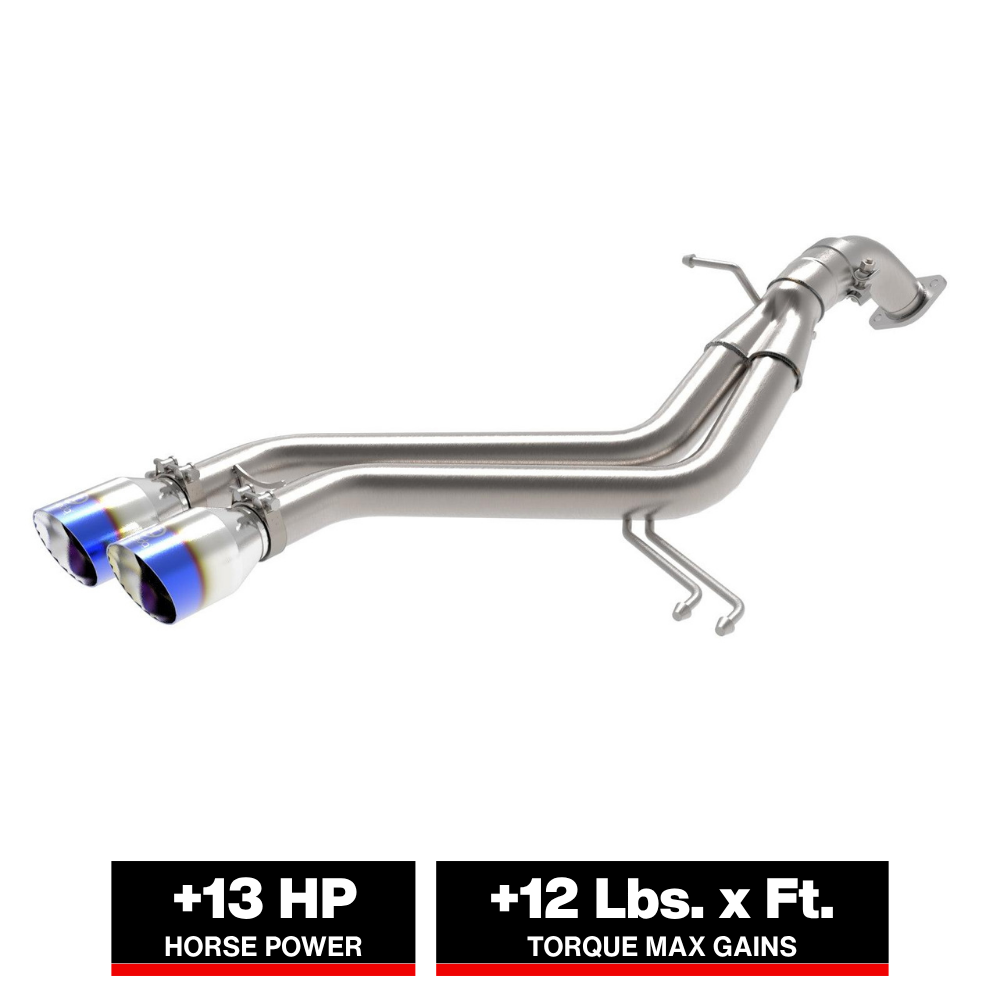 aFe Takeda 13-17 Hyundai Veloster L4-1.6L 2-1/2in 304 SS Axle-Back Exhaust w/ Blue Flame Tips