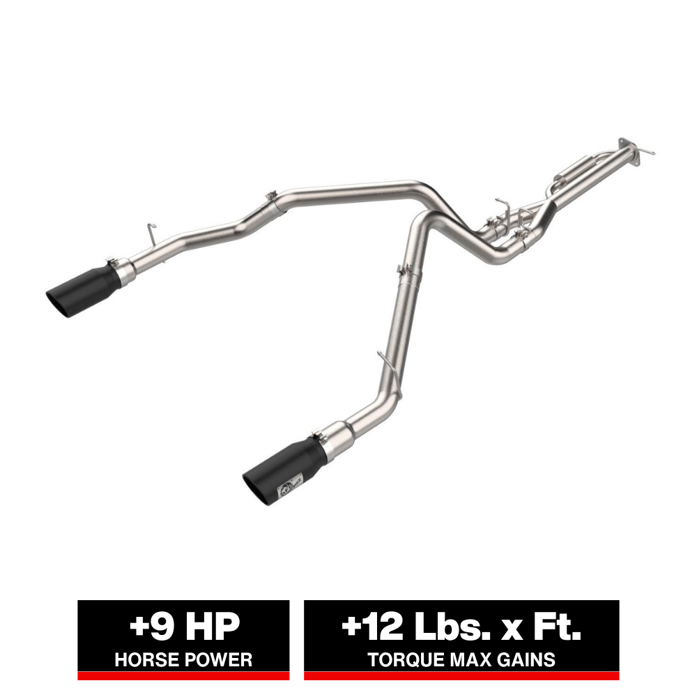 aFe 21-24 Ford F-150 Vulcan Series 3 IN to 3-1/2 IN Stainless Steel Cat-Back Exhaust System - Black