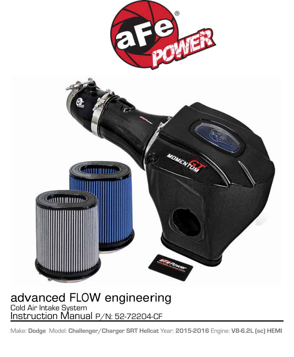 aFe Momentum GT Black Series Carbon Fiber CAIS 15-16 Dodge Challenger SRT Hellcat V8-6.2L (sc)