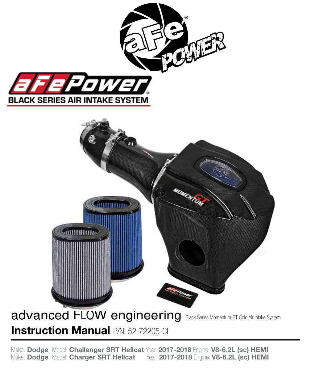 aFe Momentum GT Black Series Carbon Fiber CAIS 2017 Dodge Challenger/Charger SRT Hellcat V8-6.2L(sc)