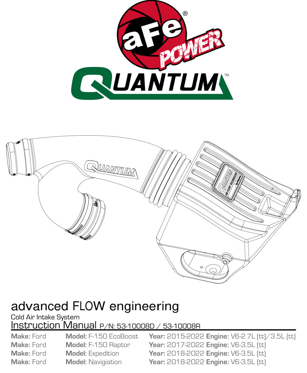 aFe Quantum Pro DRY S Cold Air Intake System 15-18 Ford F150 EcoBoost V6-3.5L/2.7L - Dry