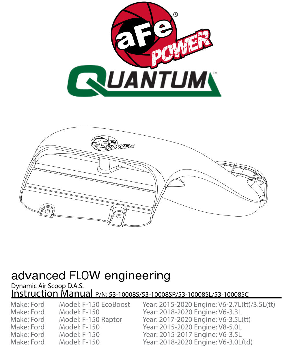 aFe Quantum Cold Air Intake System Scoop 18-20 Ford F150 EcoBoost V6-3.5L/2.7L - Carbon Fiber