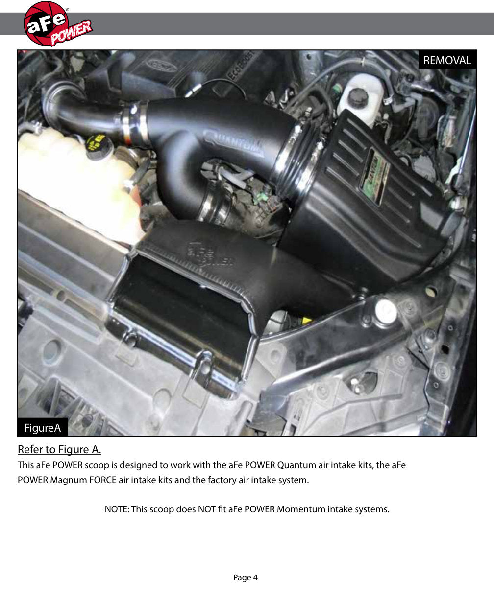 aFe Quantum Cold Air Intake System Scoop 18-20 Ford F150 EcoBoost V6-3.5L/2.7L - Carbon Fiber