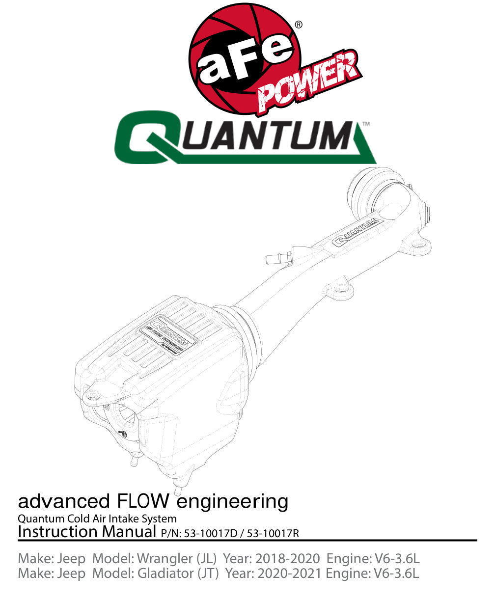 aFe Quantum Pro Dry S Cold Air Intake System 18-19 Jeep Wrangler (JL) V6-3.6L