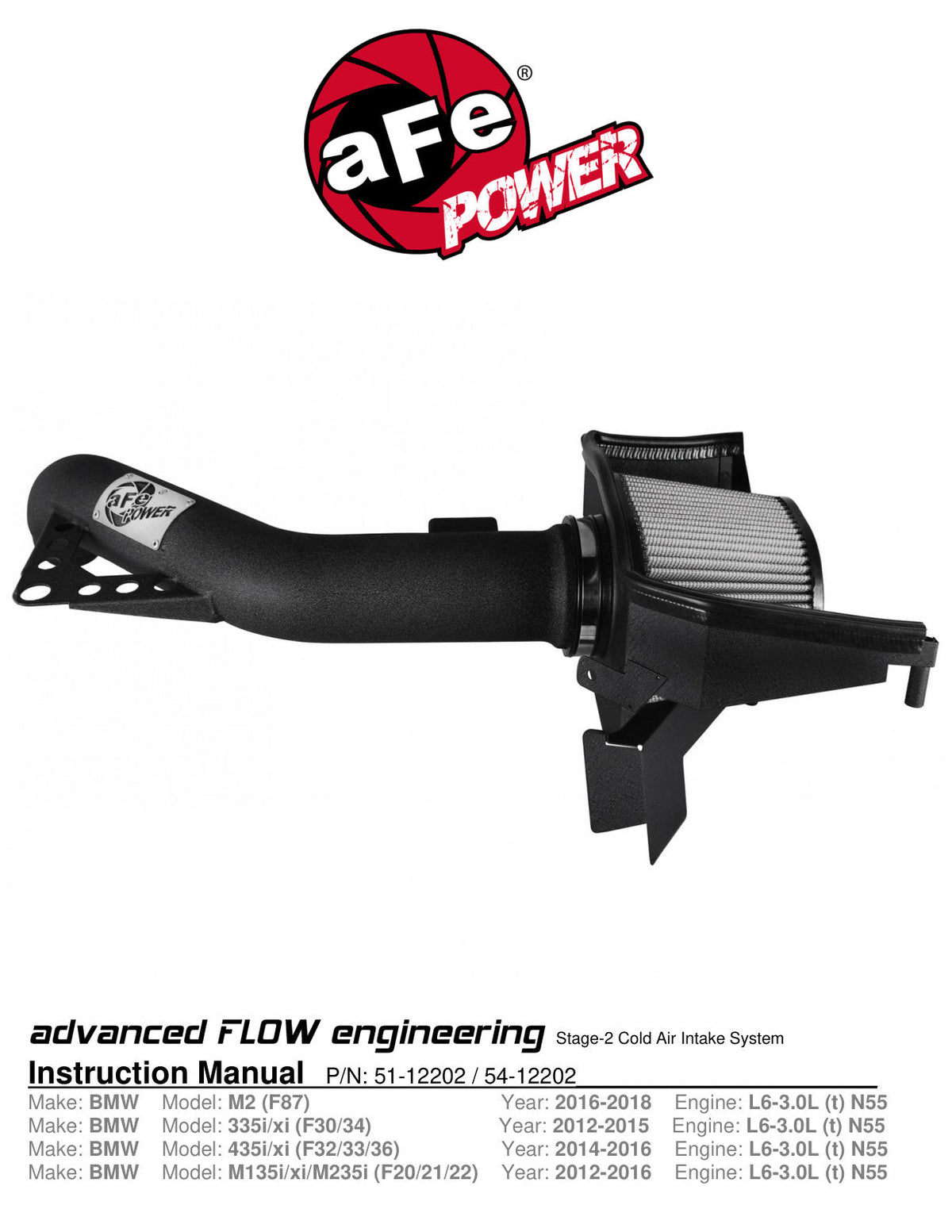 aFe Power Magnum Force Stage-2 Si CAI System | 2012-2015 BMW 335i (51-12202)