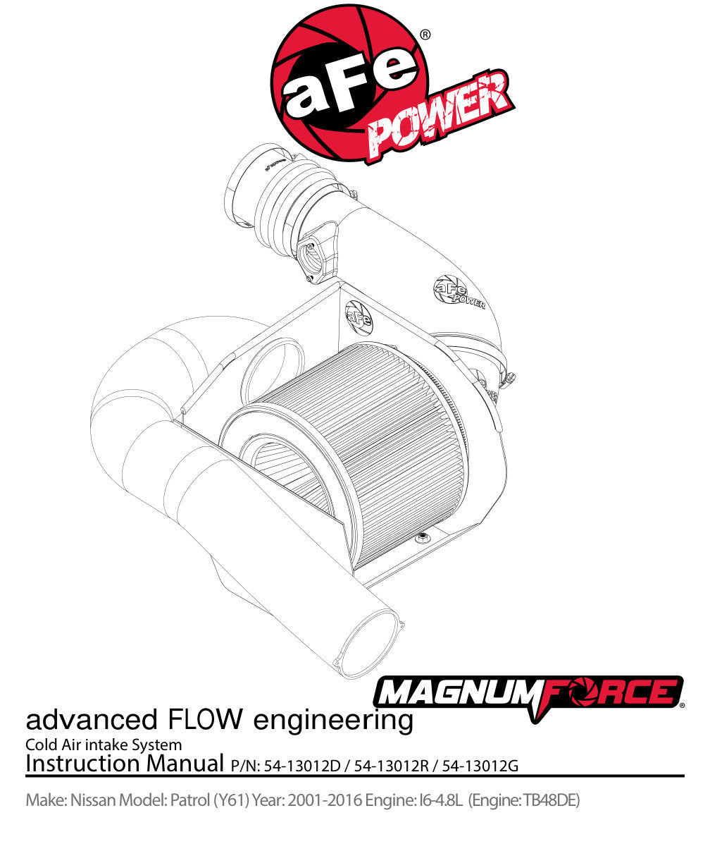 aFe Magnum FORCE Stage-2 Pro DRY S Cold Air Intake System 01-16 Nissan Patrol (Y61) I6 4.8L
