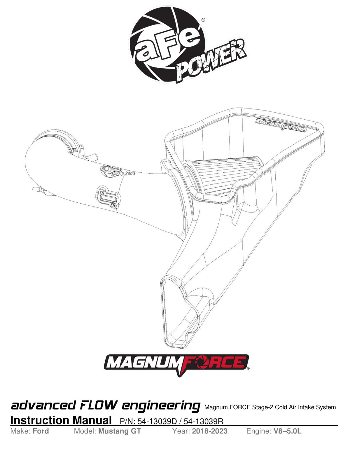 aFe Magnum FORCE Stage-2 Cold Air Intake System w/Pro Dry S Media 18-19 Ford Mustang