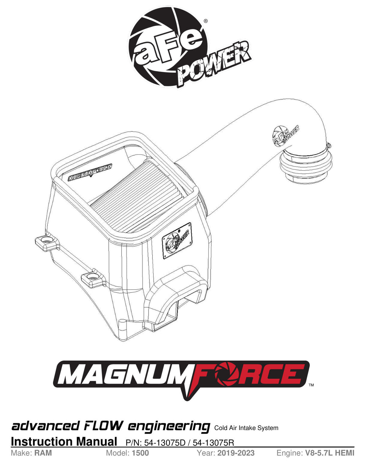 aFe Magnum FORCE Stage-2 Pro 5R Cold Air Intake System 19-22 Dodge RAM 1500 V8-5.7L HEMI