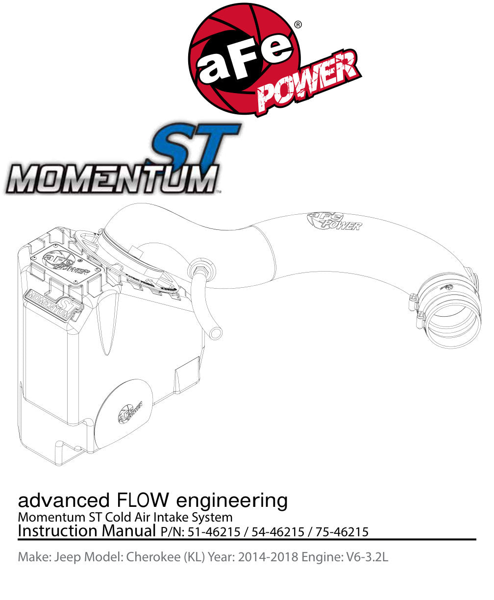 aFe Momentum ST Pro 5R Cold Air Intake System 14-18 Jeep Cherokee (KL) V6 3.2L