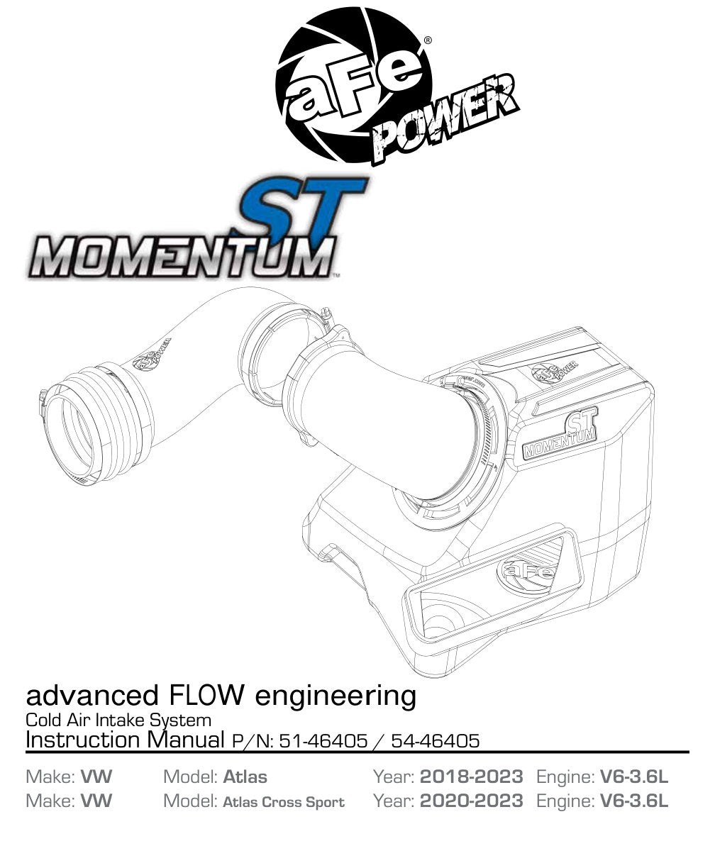aFe Momentum ST Pro 5R Cold Air Intake System 2018 Volkswagen Atlas V6-3.6L