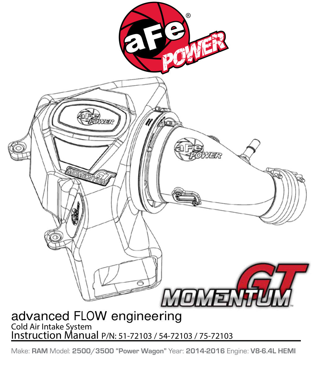 aFe Momentum GT Pro 5R Intake System 14-16 Ram 2500 6.4L Hemi