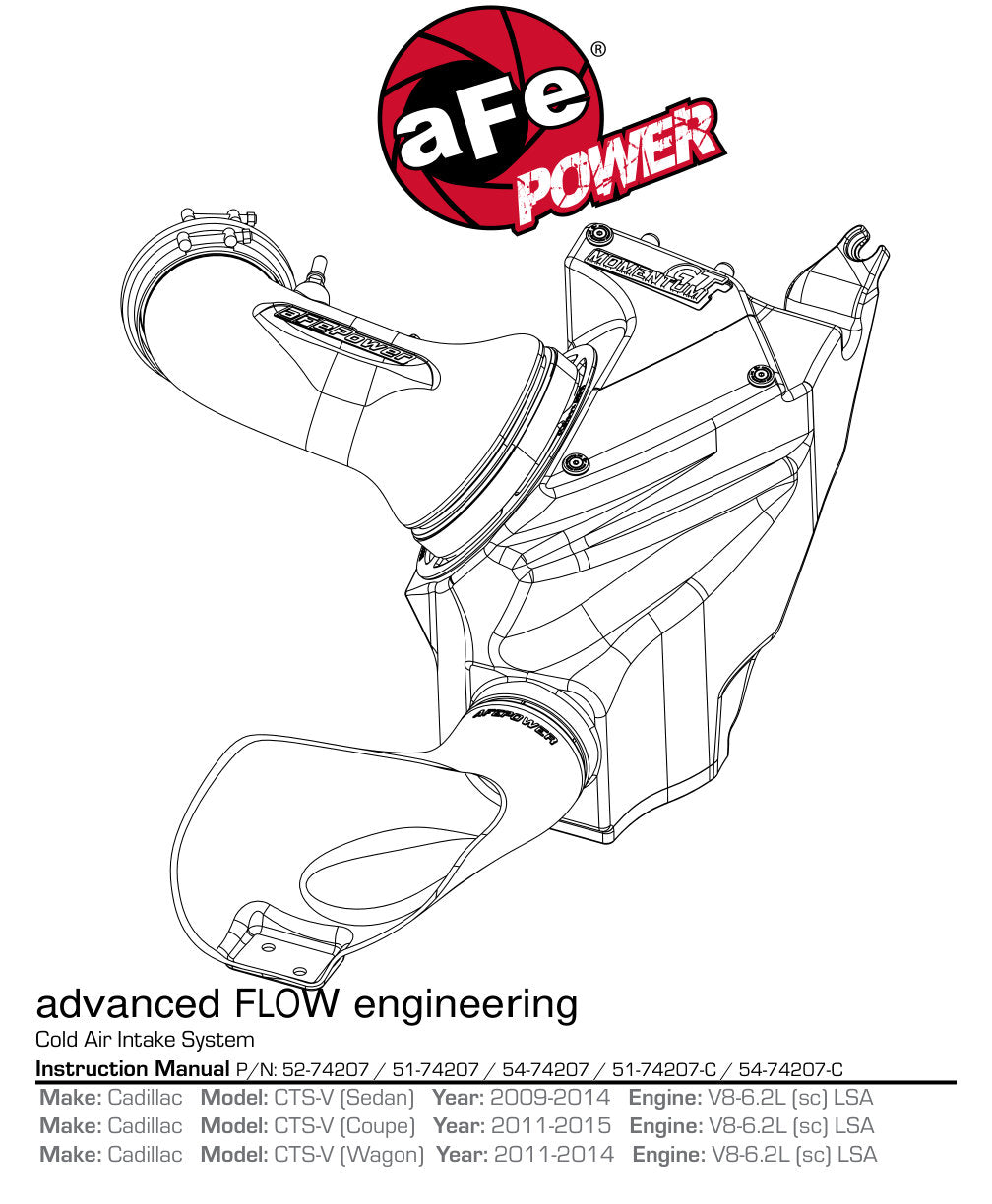 aFe 09-15 Cadillac CTS-V Momentum GT Cold Air Intake System w/ Pro 5R Media