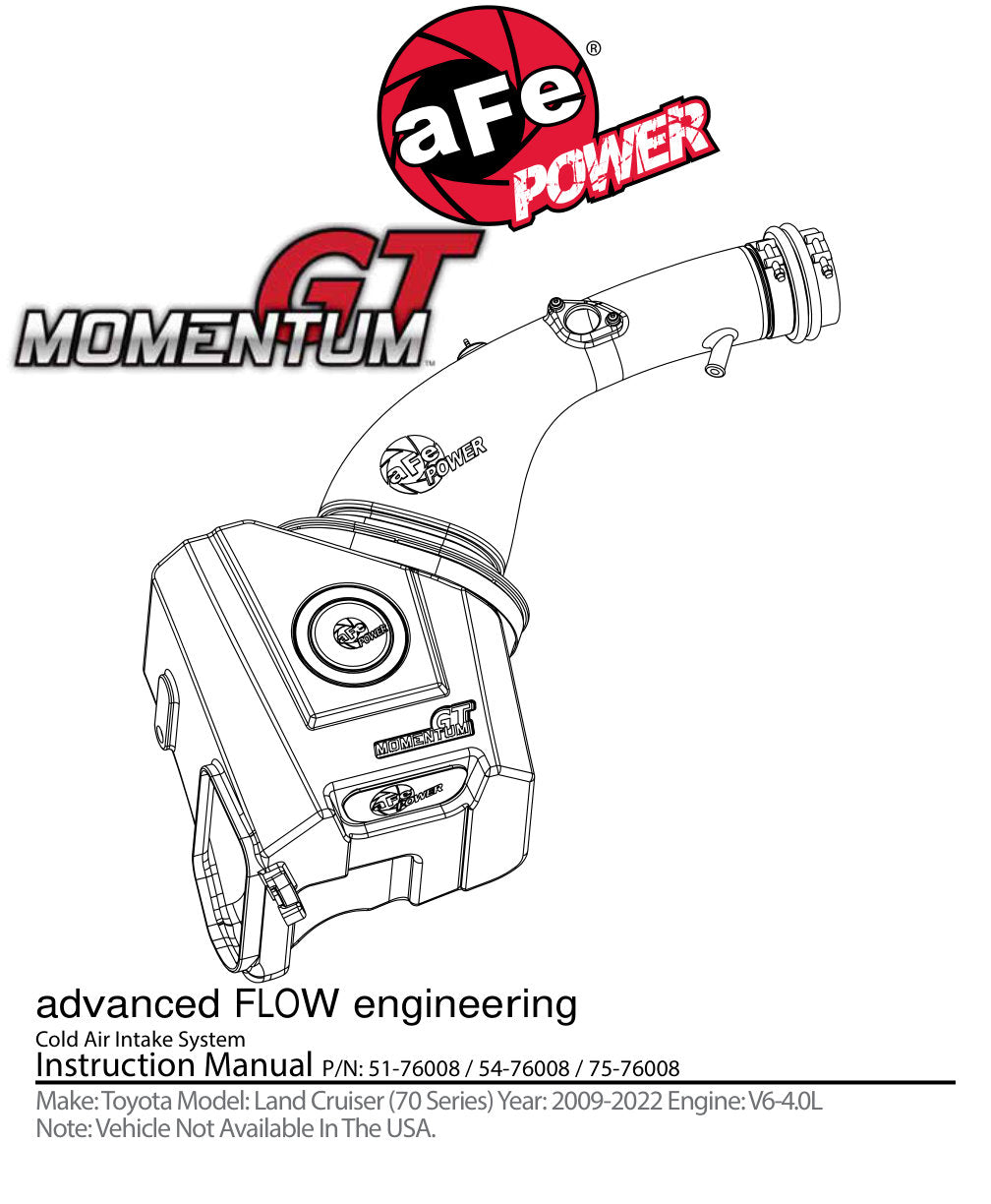 aFe Momentum GT Pro 5R Intake System 09-17 Toyota Land Cruiser LC70 V6-4.0L