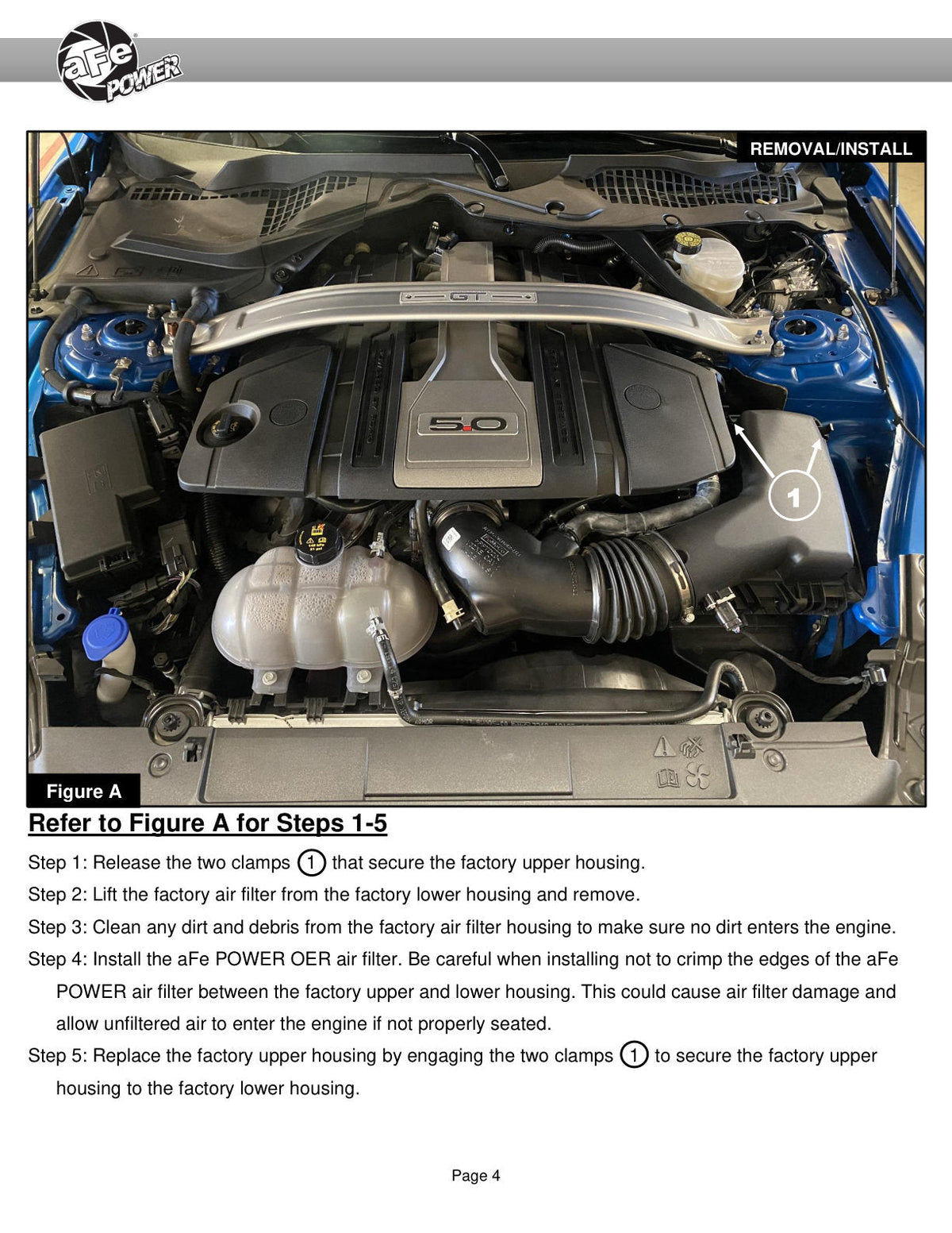 aFe Super Stock Induction System Pro Dry S Media 18-20 Ford Mustang V8-5.0L