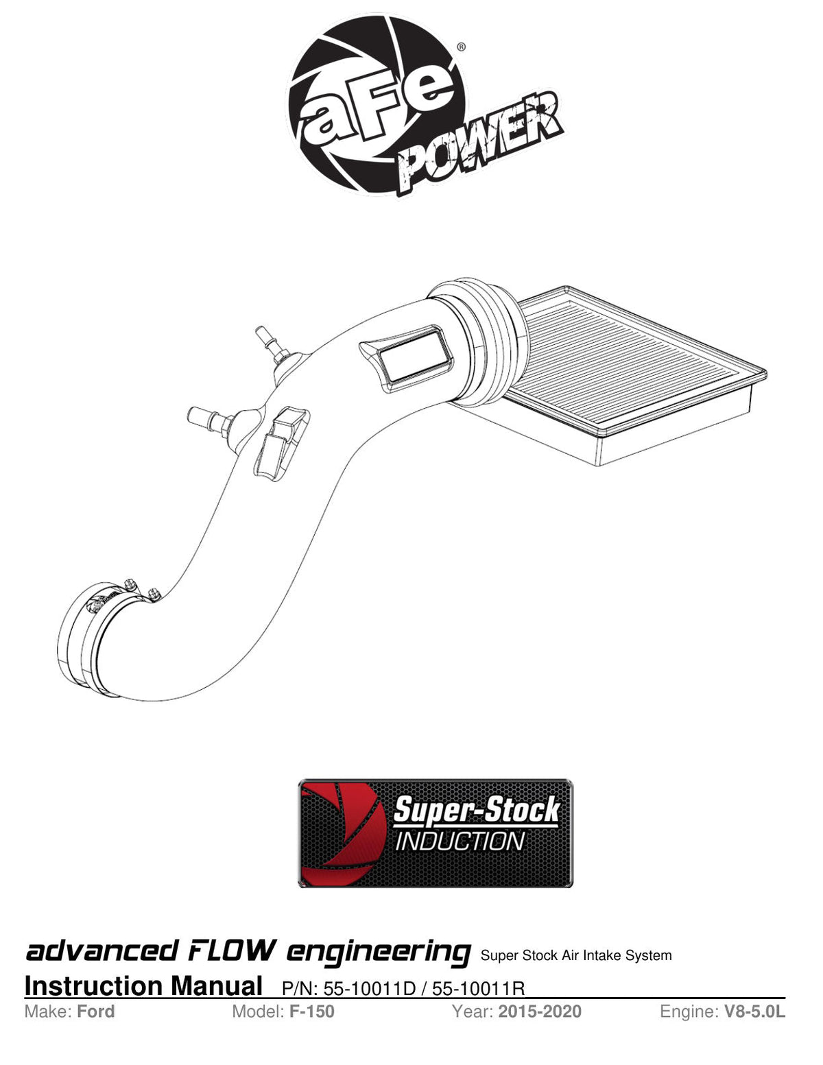 aFe Super Stock Induction System Pro 5R Media 15-20 Ford F-150 V8-5.0L