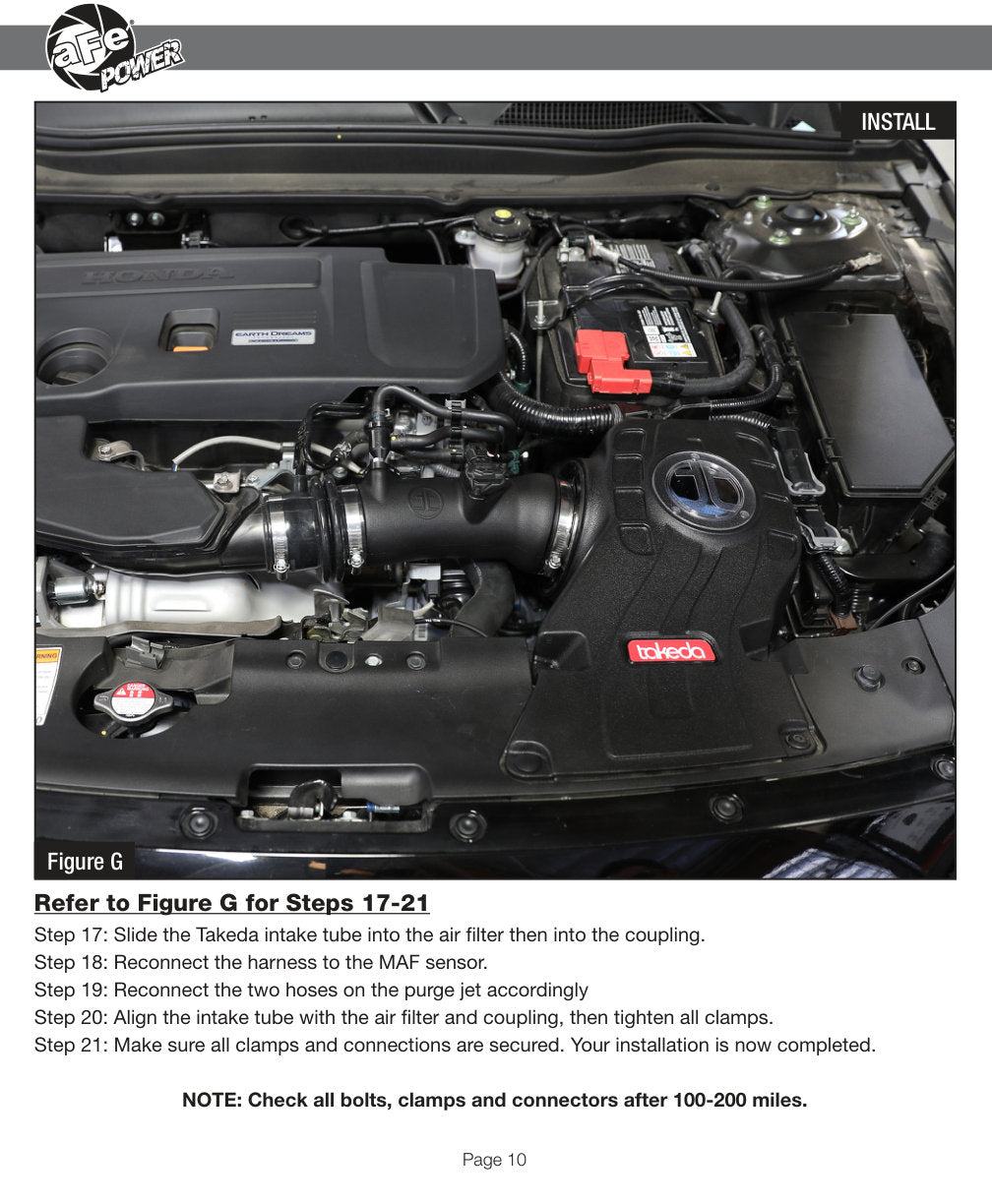 aFe Takeda Momentum PRO 5R Cold Air Intake System 2018 Honda Accord I4 2.0L (t)