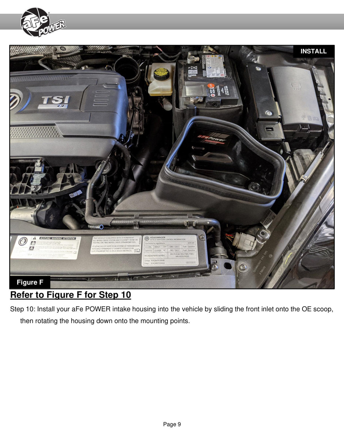 aFe 15-19 VW Golf R (MKVII) L4-2.0L (t) Track Series Carbon Fiber Intake System w/ Pro 5R Filter