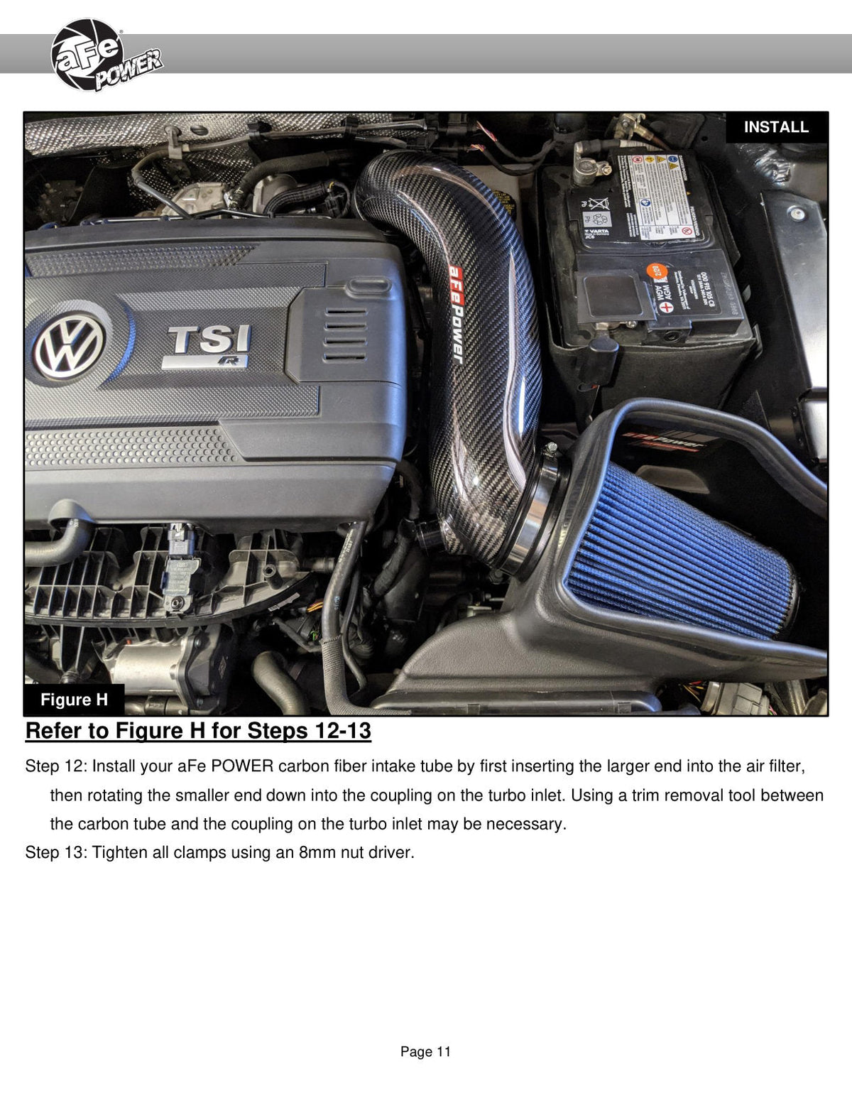 aFe 15-19 VW Golf R (MKVII) L4-2.0L (t) Track Series Carbon Fiber Intake System w/ Pro 5R Filter