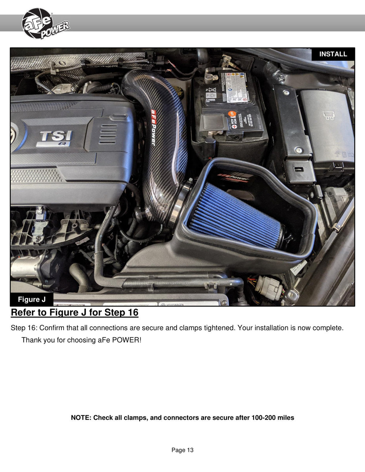 aFe 15-19 VW Golf R (MKVII) L4-2.0L (t) Track Series Carbon Fiber Intake System w/ Pro 5R Filter