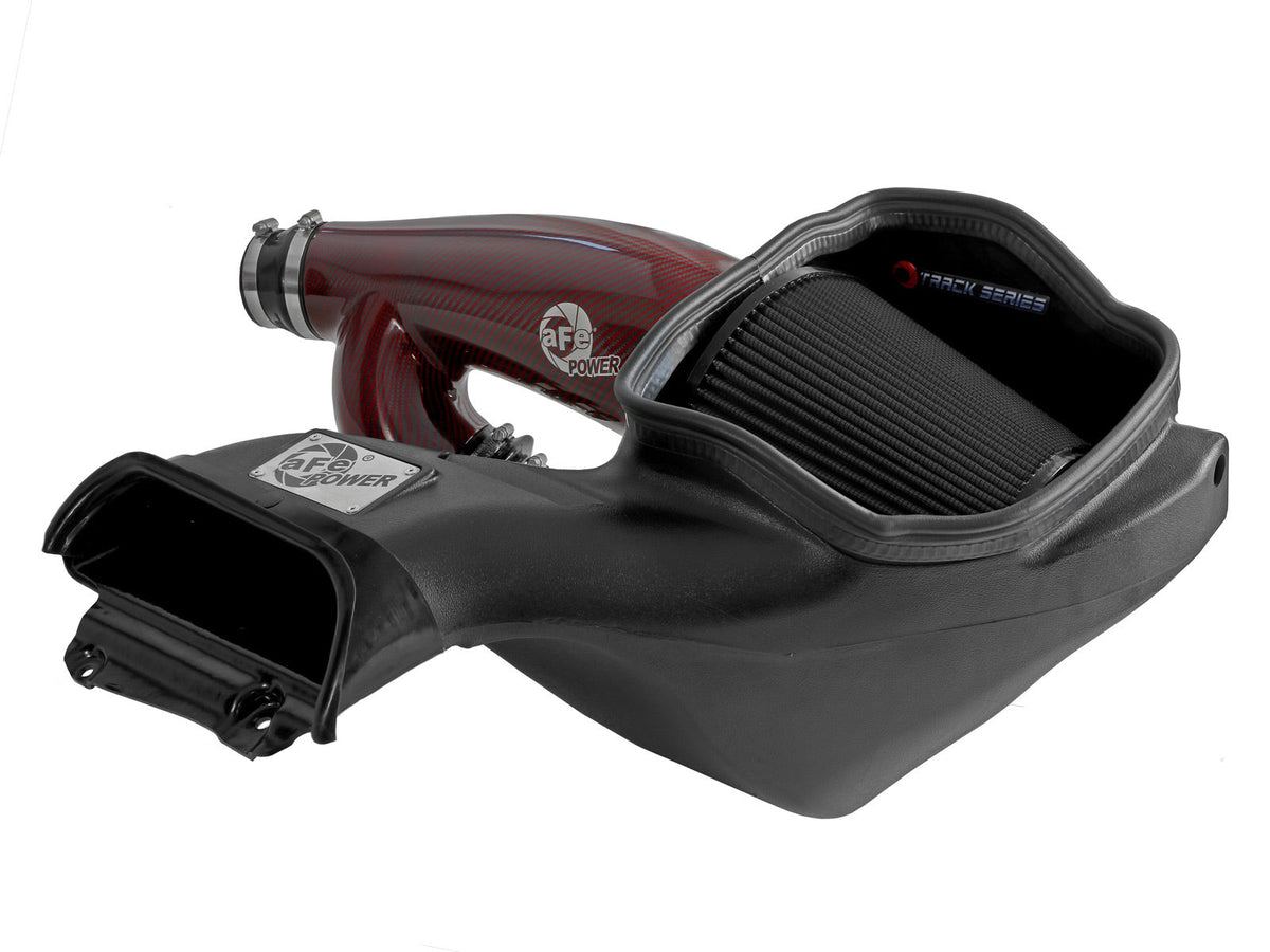 aFe 17-24 Ford F-150 Track Series Red Kevlar Carbon Fiber C/A Intake System w/Black Pro 5R Filter