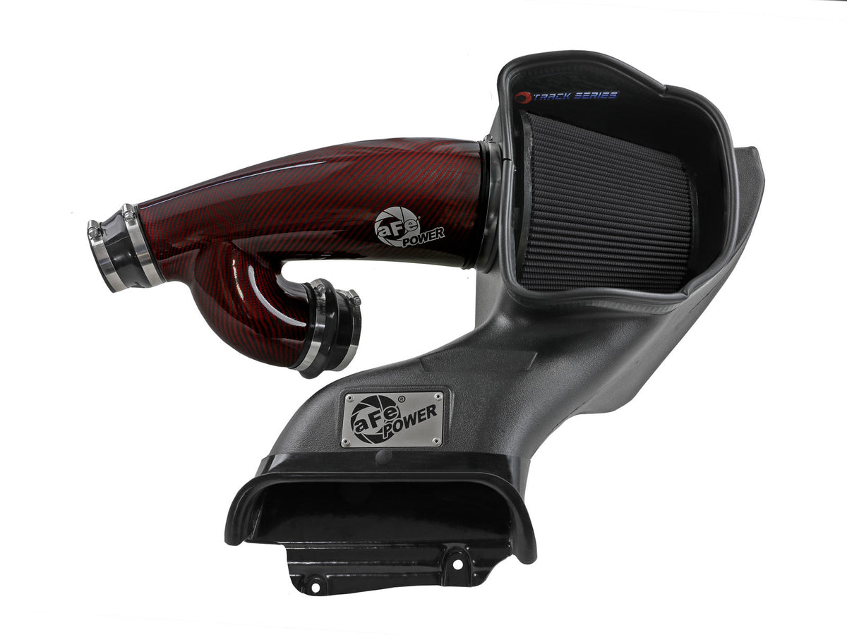 aFe 17-24 Ford F-150 Track Series Red Kevlar Carbon Fiber C/A Intake System w/Black Pro 5R Filter