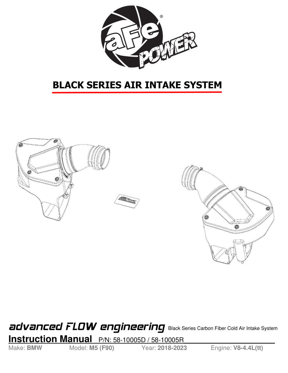 aFe Black Series Stage-2 Carbon Fiber Cold Air Intake System w/ Pro DRY S Media - 18-19 BMW M5 (F90)