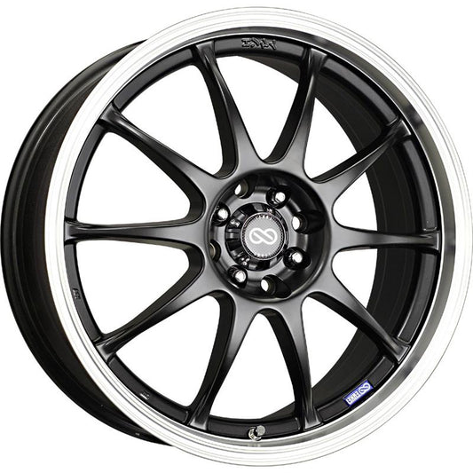 Enkei J10 15x6.5 4x100/114.3 38mm Offset 72.62mm Bore Dia Matte Black w/ Machined Lip Wheel
