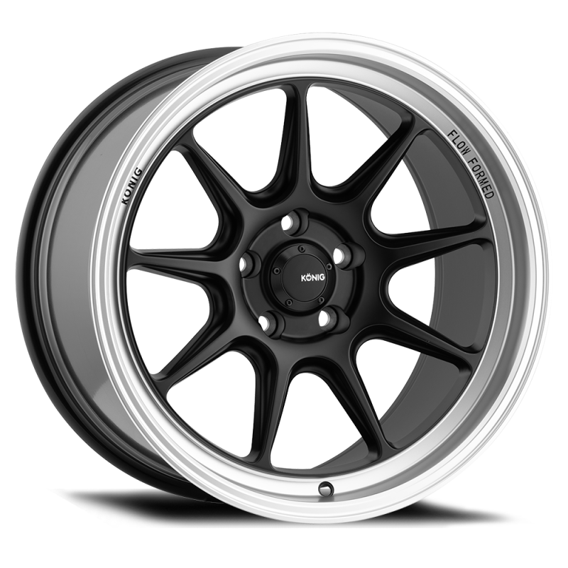 Konig Countergram Matte Black / Matte Machined Lip | 18x11" +15mm | 5x114.3mm Wheel