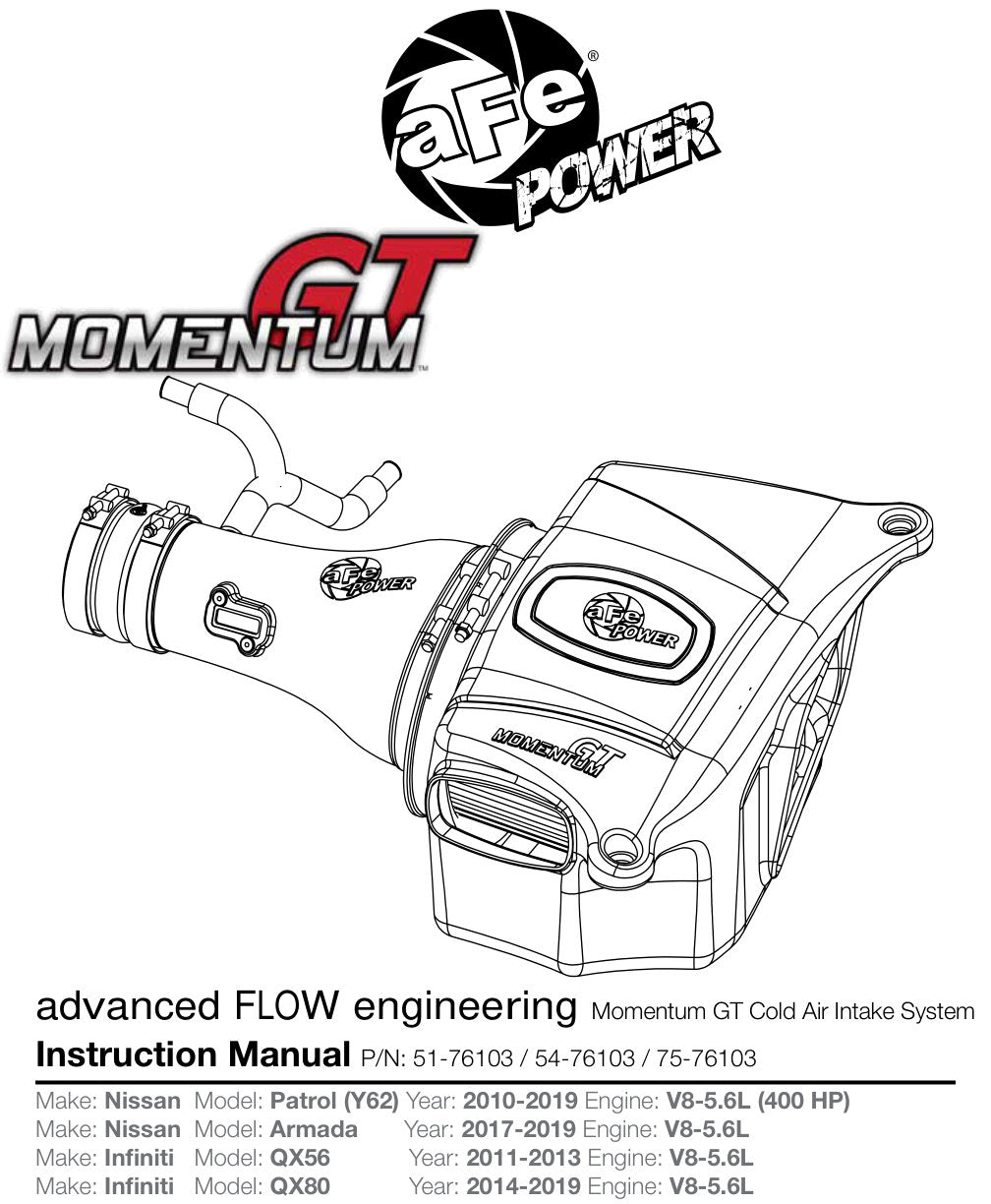 aFe MagnumFORCE Intakes Pro Guard 7 13-15 Nissan Patrol V8 5.6L