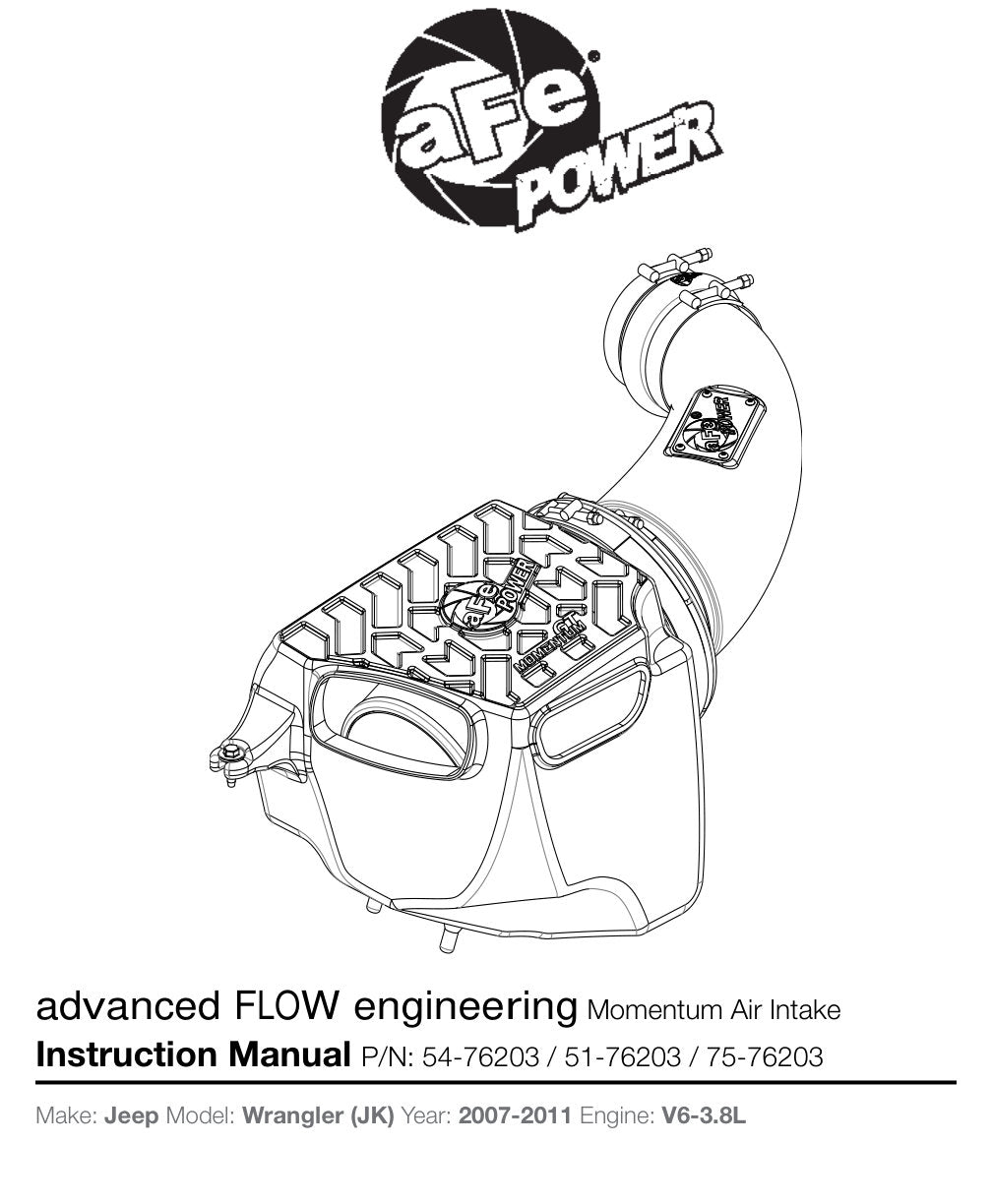 aFe Momentum GT Pro GUARD 7 Cold Air Intake System 07-11 Jeep Wrangler (JK) V6-3.8L