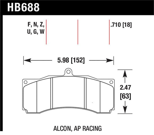 Hawk AP Racing/Alcon Performance Ceramic Racing Front Brake Pads w/0.710in Thickness