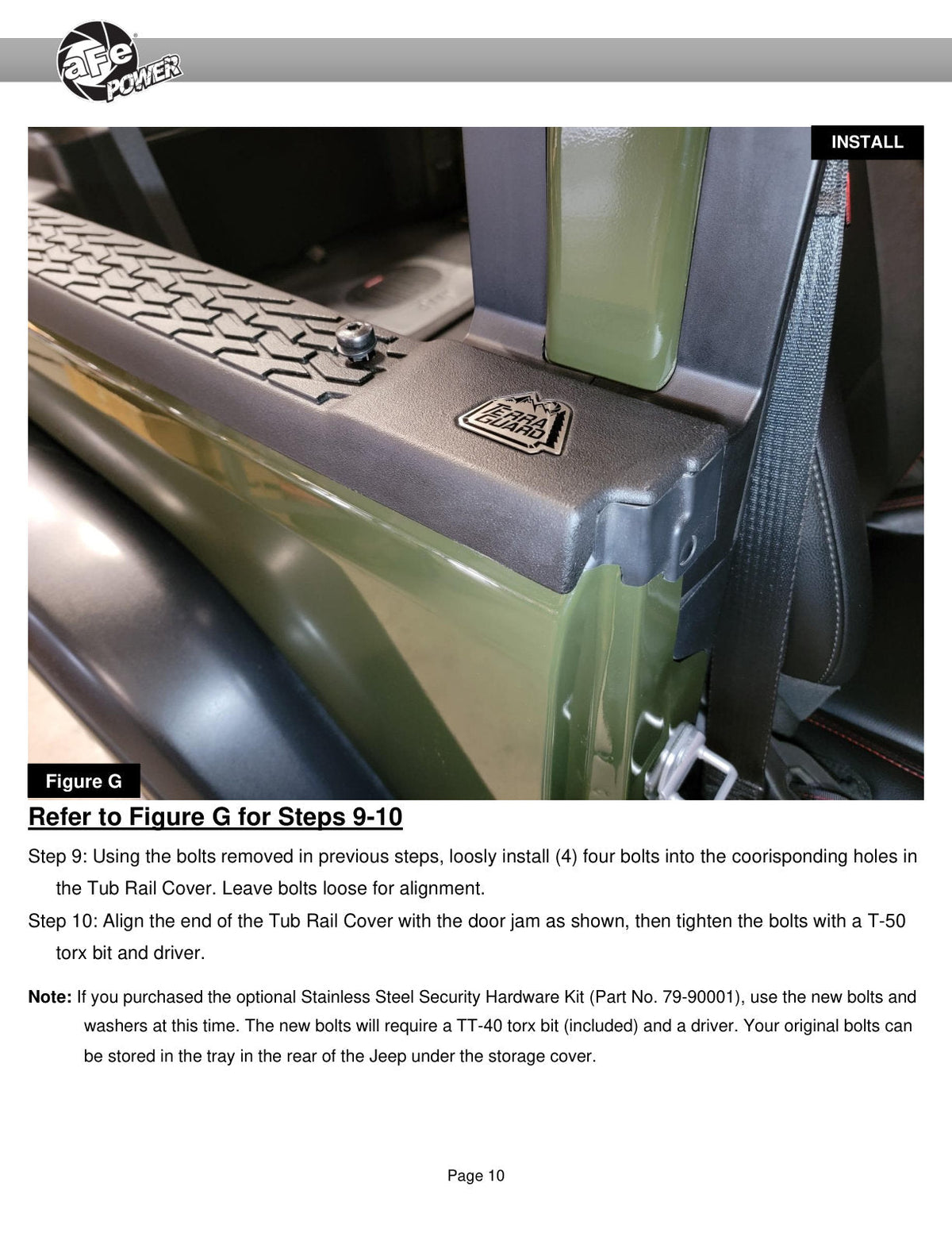 aFe 18-24 Jeep Wrangler JL (2-Door Models w/ 3-Piece Hard-Top Only) Terra Guard Tub Rail Covers
