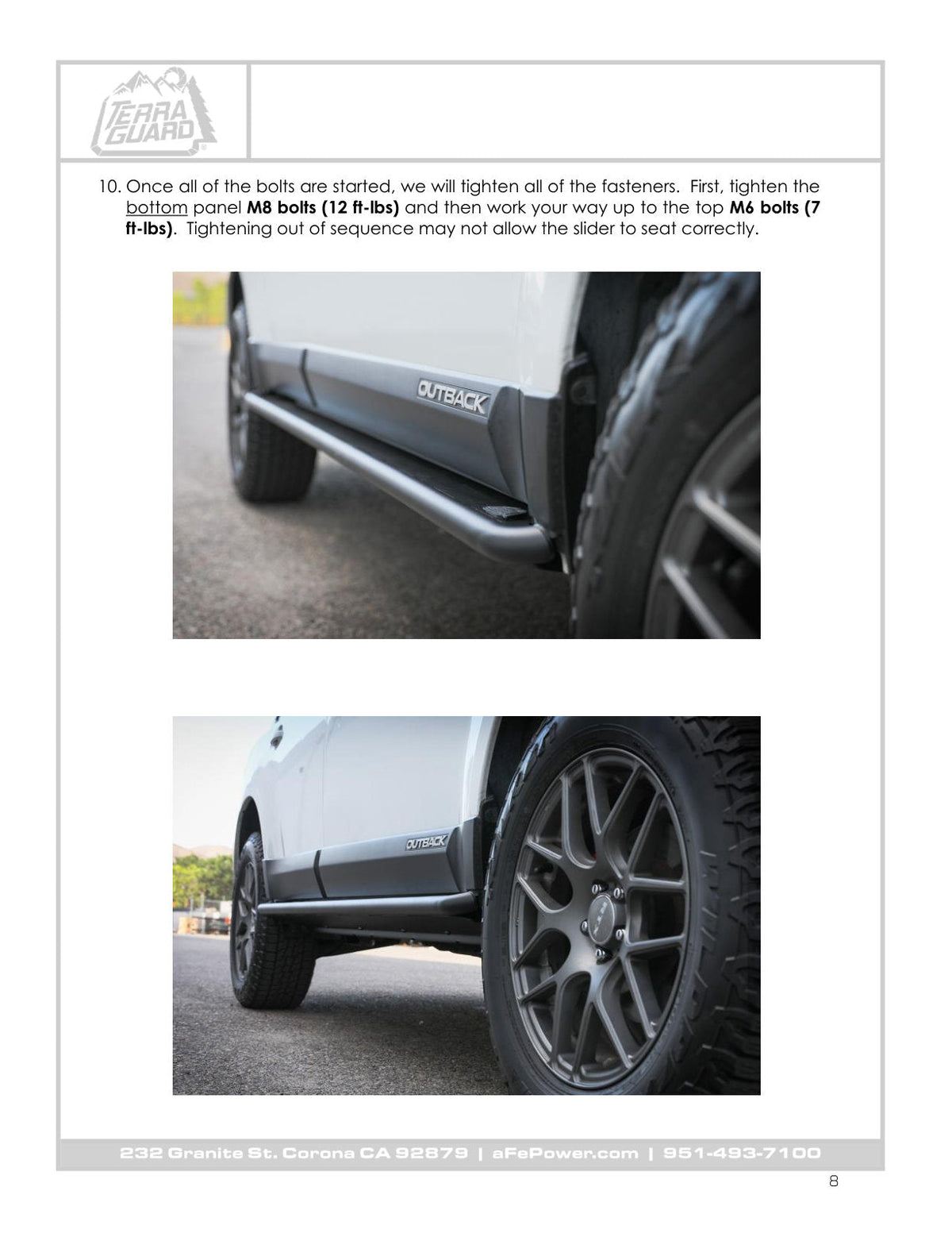 aFe POWER 10-14 Subaru Outback H4 2.5L / H6 3.6L Terra Guard Trail Slider Step - Black