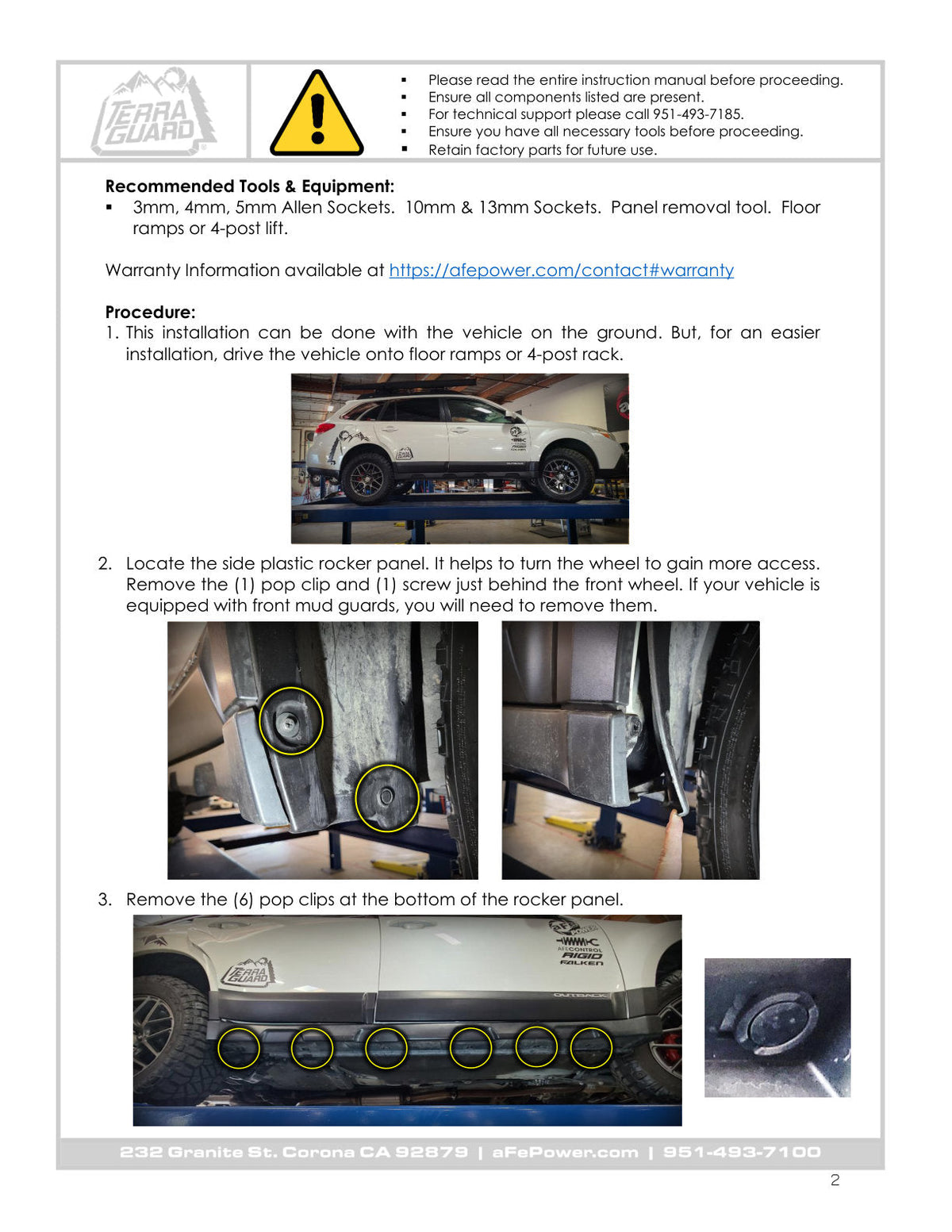 aFe POWER 10-14 Subaru Outback H4 2.5L / H6 3.6L Terra Guard Trail Steps - Black