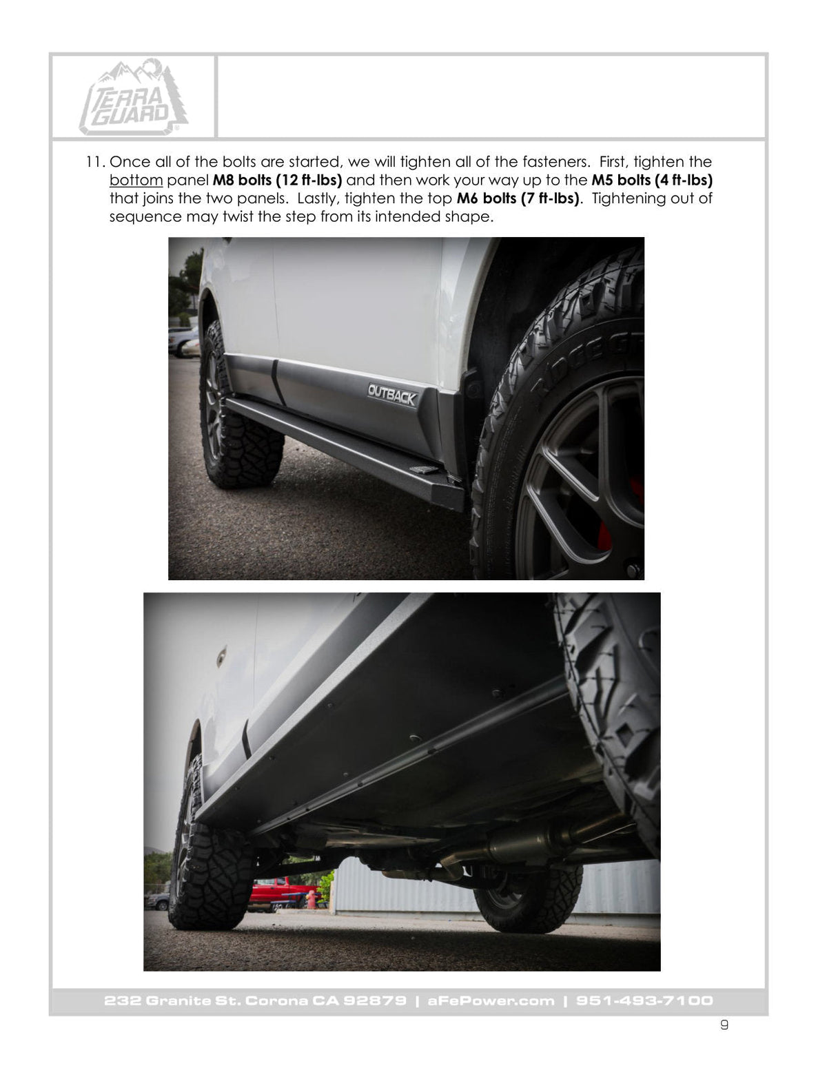 aFe POWER 10-14 Subaru Outback H4 2.5L / H6 3.6L Terra Guard Trail Steps - Black
