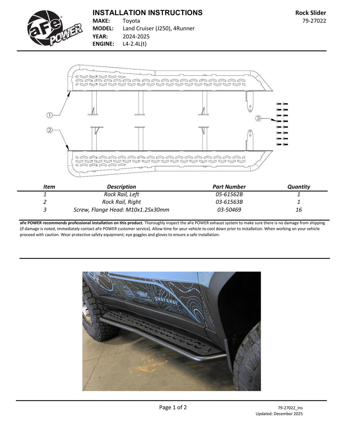 aFe 24+ Toyota Land Cruiser Terra Guard Off-Road Slider (J250) 24-25 L4-2.4L (t)