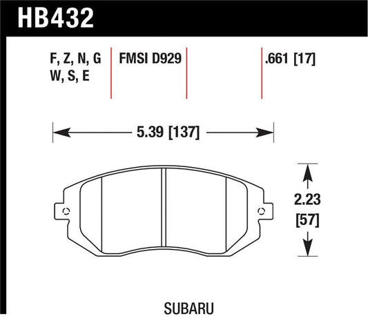 Hawk 2006-2006 Saab 9-2X 2.5i HPS 5.0 Front Brake Pads