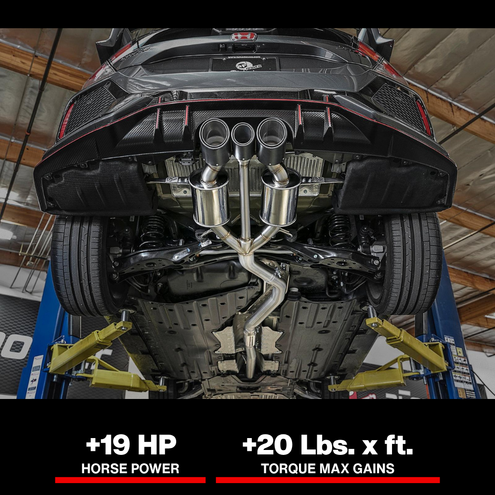 aFe POWER Takeda 2-1/2in to 2-1/4in 304SS Catback Dual-Exit Exhaust 17+ Honda Civic Type R w/CF Tips