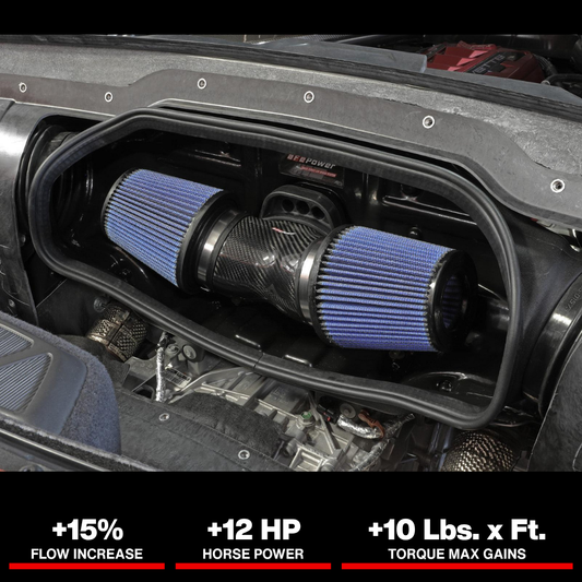 aFe 2020 Chevrolet Corvette C8 Track Series Carbon Fiber Cold Air Intake System With Pro 5R Filters