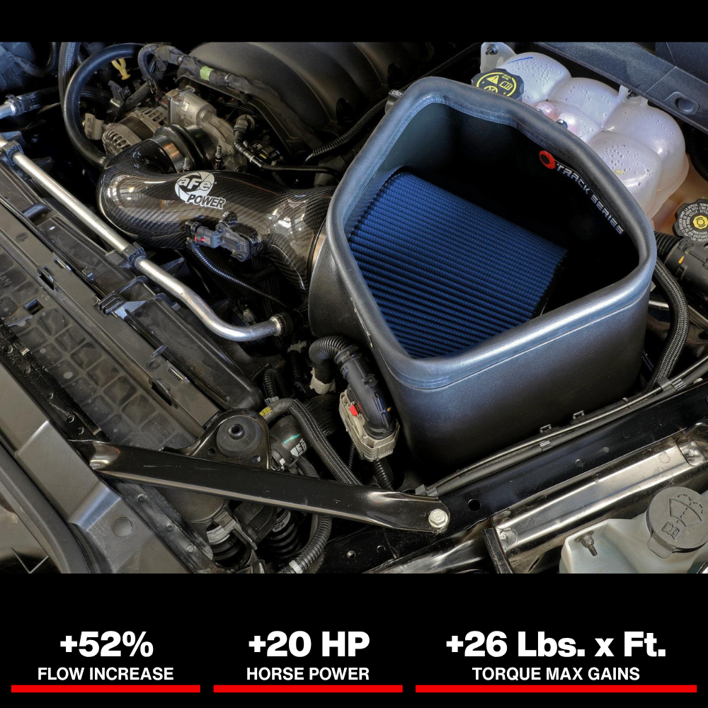 aFe 19-20 GM Trucks 5.3L/6.2L Track Series Carbon Fiber Cold Air Intake System With Pro 5R Filters
